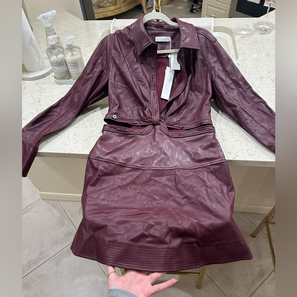 Elias Vegan Leather Mini Dress in Merlot
SIMKHAI